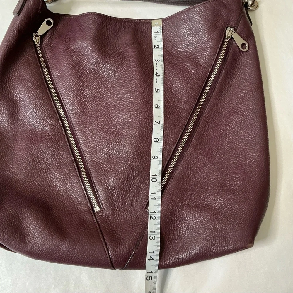 Rebecca Minkoff Leather Hobo Tote Crossbody Bag in Maroon
